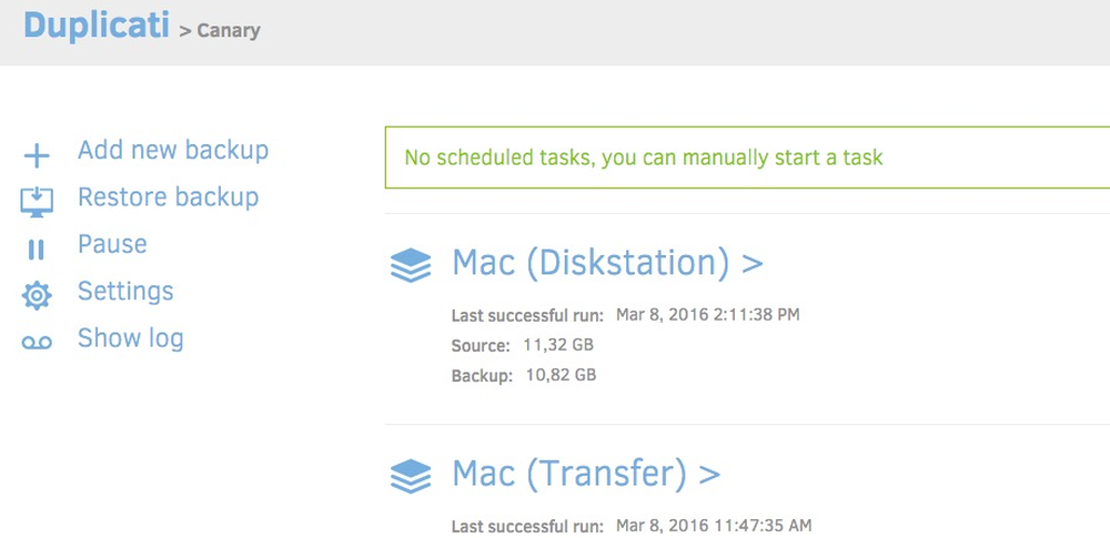 Duplicati Screenshot 1