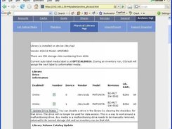Screenshot of the management screen for the robotic library