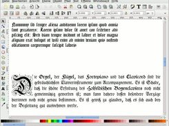 An excerpt of the yfonts sample page opened in Inkscape.