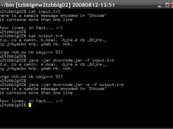 dvorcode CLI - sample decode / encode session with test msg