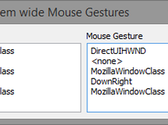 debug window showing mouse movements and detected gestures