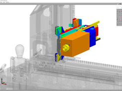 Empowering Digital Twins :: Tooling Machine, Assembly with transparent Display of Table, longitudinal Sledge & Operator