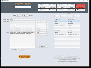 eGERLYVER  x64  - Cornish Dictionary Screenshot 1