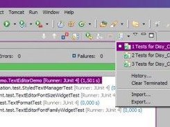 JUnit history view after execution with 3 projects selected