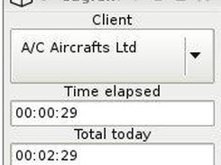 Displays active customer, todays work and a pause button.