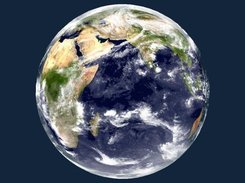 Earth using Blue Marble data with cloud layer