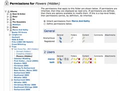 Security and permissions for albums
