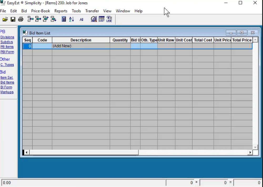 EasyEst Estimating Software Screenshot 1