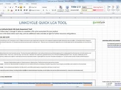 Screenshot of the Quick and Easy LCA tool and included beginner's tutorial