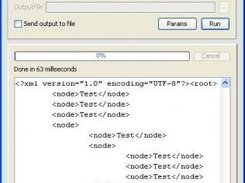 The output window shows the result of the transform