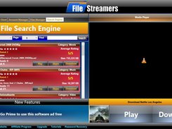 The Search Engine tab displays files uploaded and made public by other members which can be streamed or downloaded.