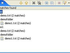 The result in the search view (like text file search)
