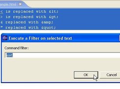 Running a command filter on the selected region