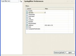 Eclipse Syslog Plugin - Filters Dialog