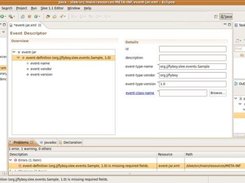 event-jar.xml editor shows a validation problem