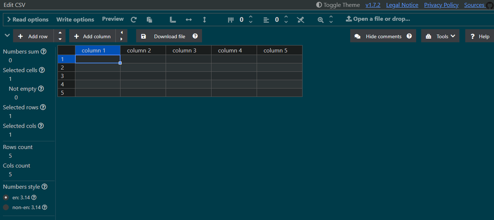 Edit CSV Screenshot 1