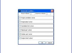 Window for generation of new sudoku puzzle