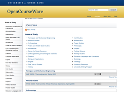 Notre Dame's OCW - Course listing page