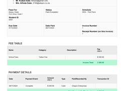 Student Invoice 