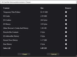 EG ClamNet Antivirus (Administrator): Cleaner