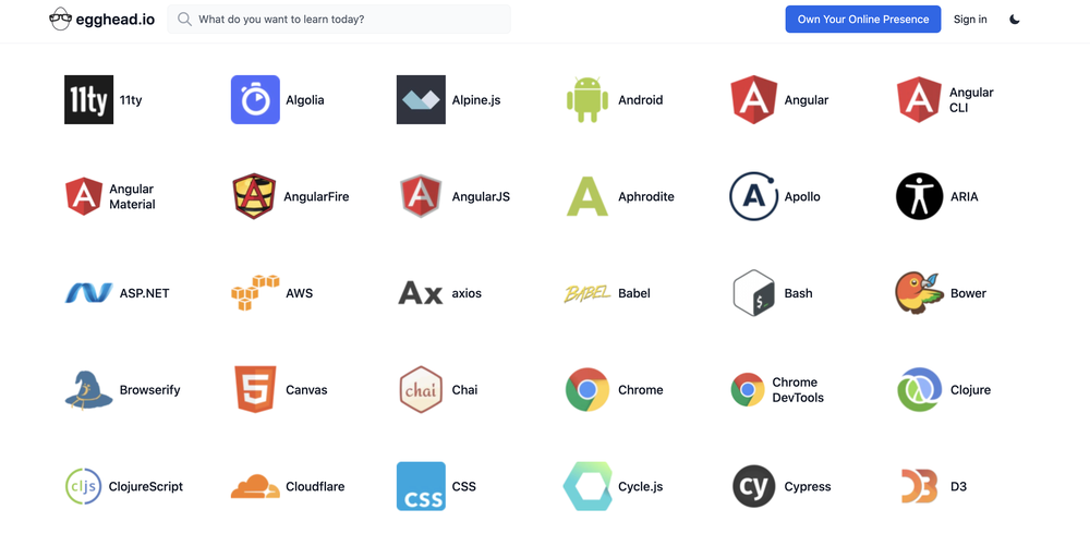 egghead.io Screenshot 1
