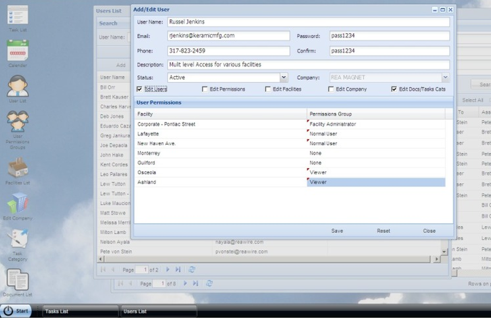 EH&S Task Manager Screenshot 1