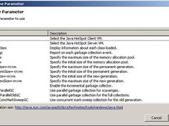 JVM command line parameter assembly dialog