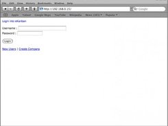 Login screen for the system