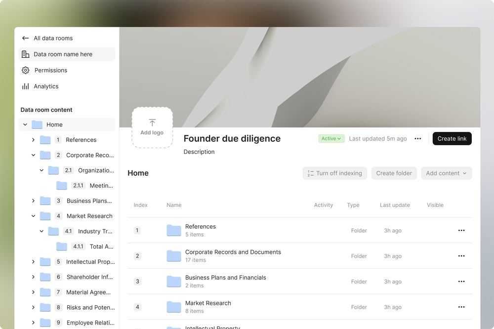 Virtual Data Room Interface