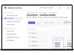 	Drag-and-drop workflow builder for automating approvals, notifications, and multi-step processes.