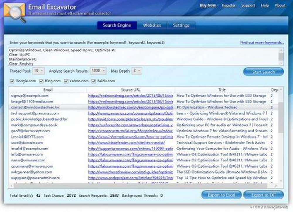 Email Excavator Screenshot 1