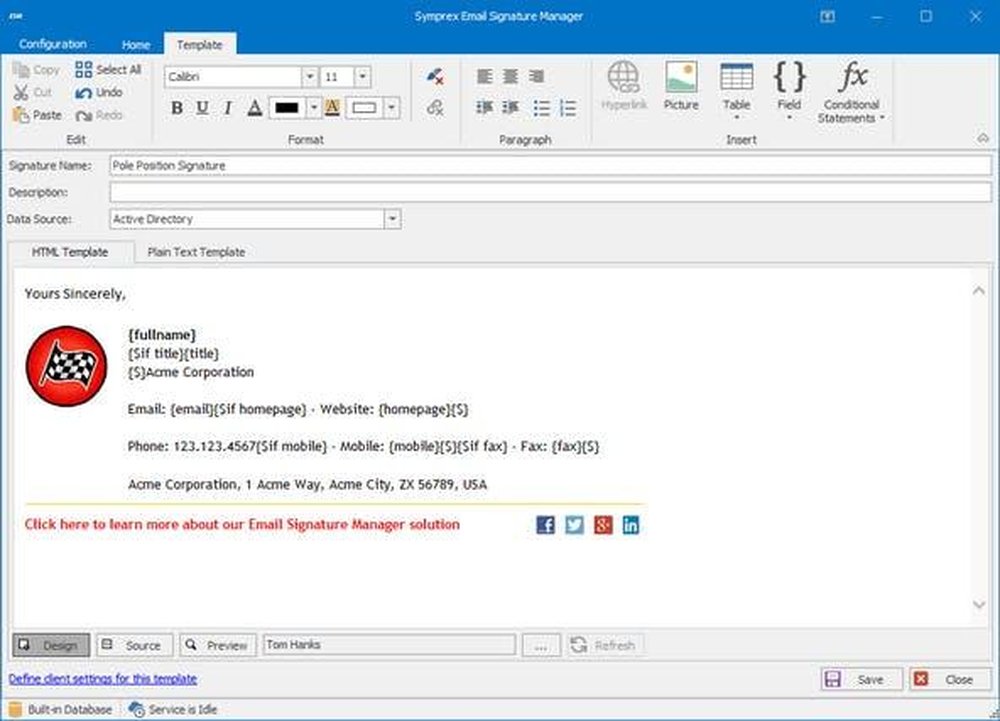 Symprex Email Signature Manager Screenshot 1