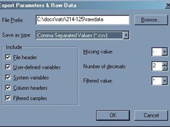 How to export raw parameters in Ethovision 3
