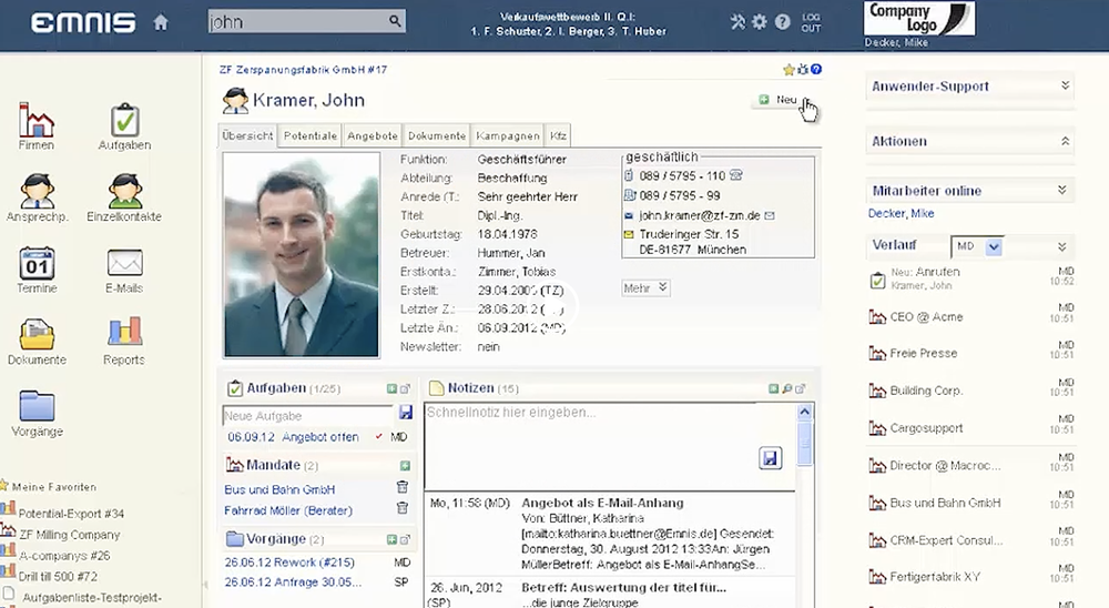 Emnis CRM Screenshot 1