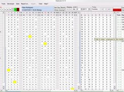Main screen with data- missing day colored yellow on request