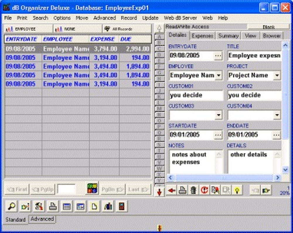 Employee Expense Organizer Advantage Screenshot 1