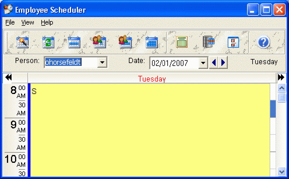 Employee Scheduler Main Screen