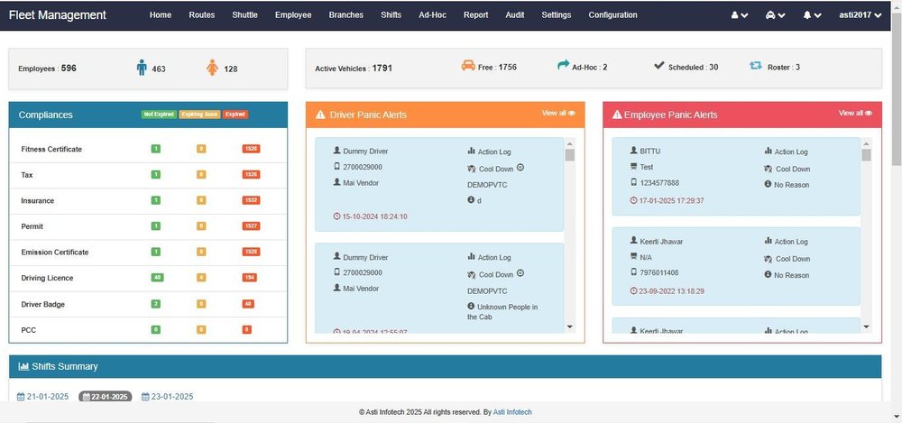 Employee transport management system