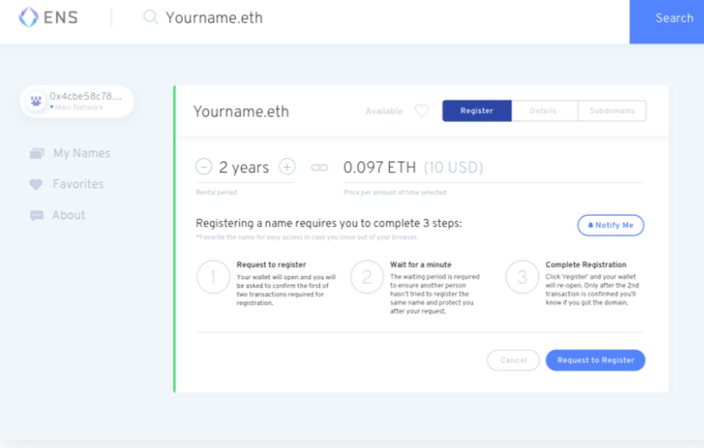 Ethereum Name Service (ENS) Screenshot 1