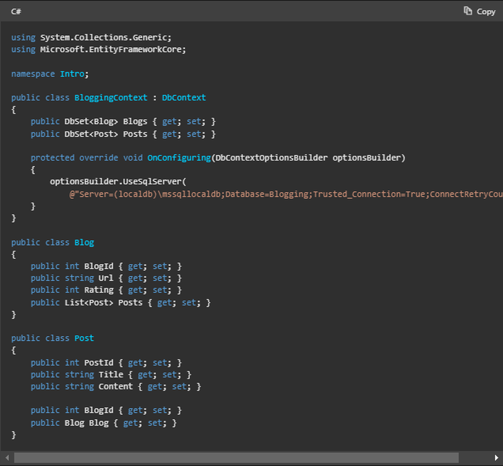 Entity Framework Core Screenshot 1