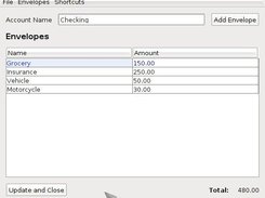 Account Window showing envelopes
