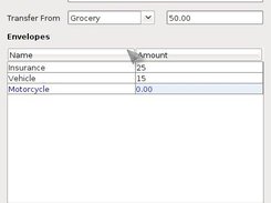 Transfer Funds Window to transfer money between envelopes