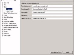 Deployer preferences page