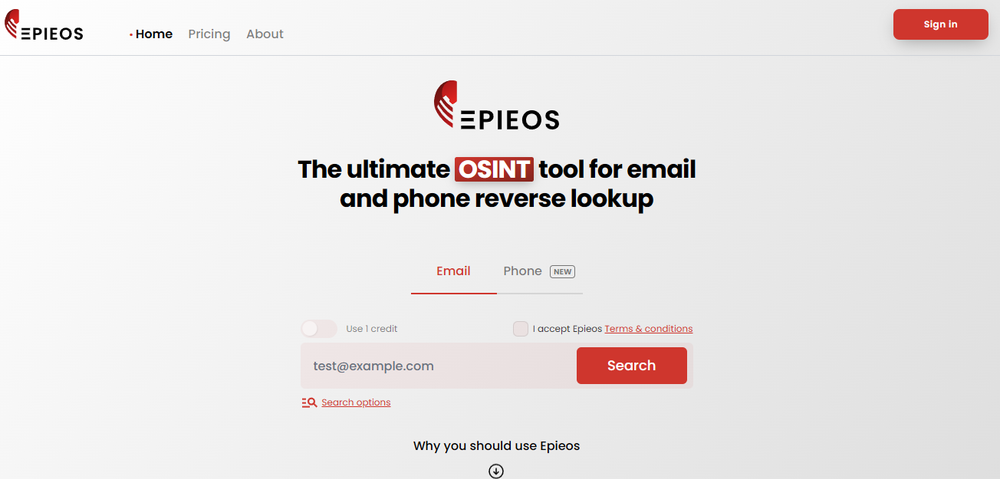 Epieos Screenshot 1