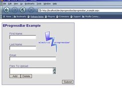 The eprogressbar control embedded in an HTML page.