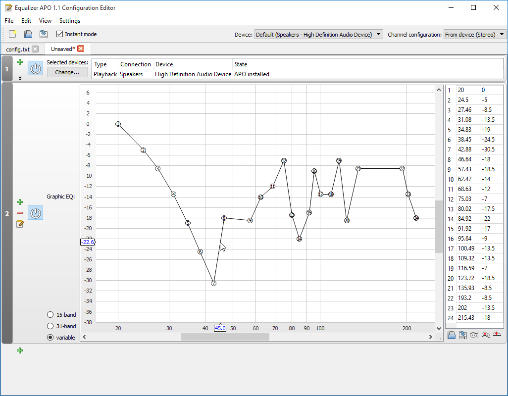 apo equalizer config for pop music