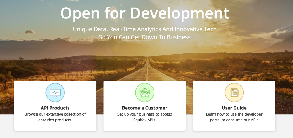 Equifax API Developer Portal Screenshot 1