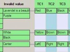 Equivalence partition classes and derived test cases