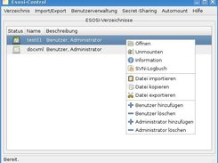 Esosi-Control application (v2.0), context menus 