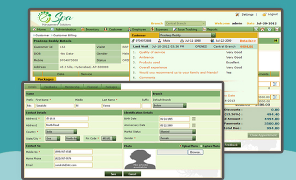 eSpa Management Solution Screenshot 1